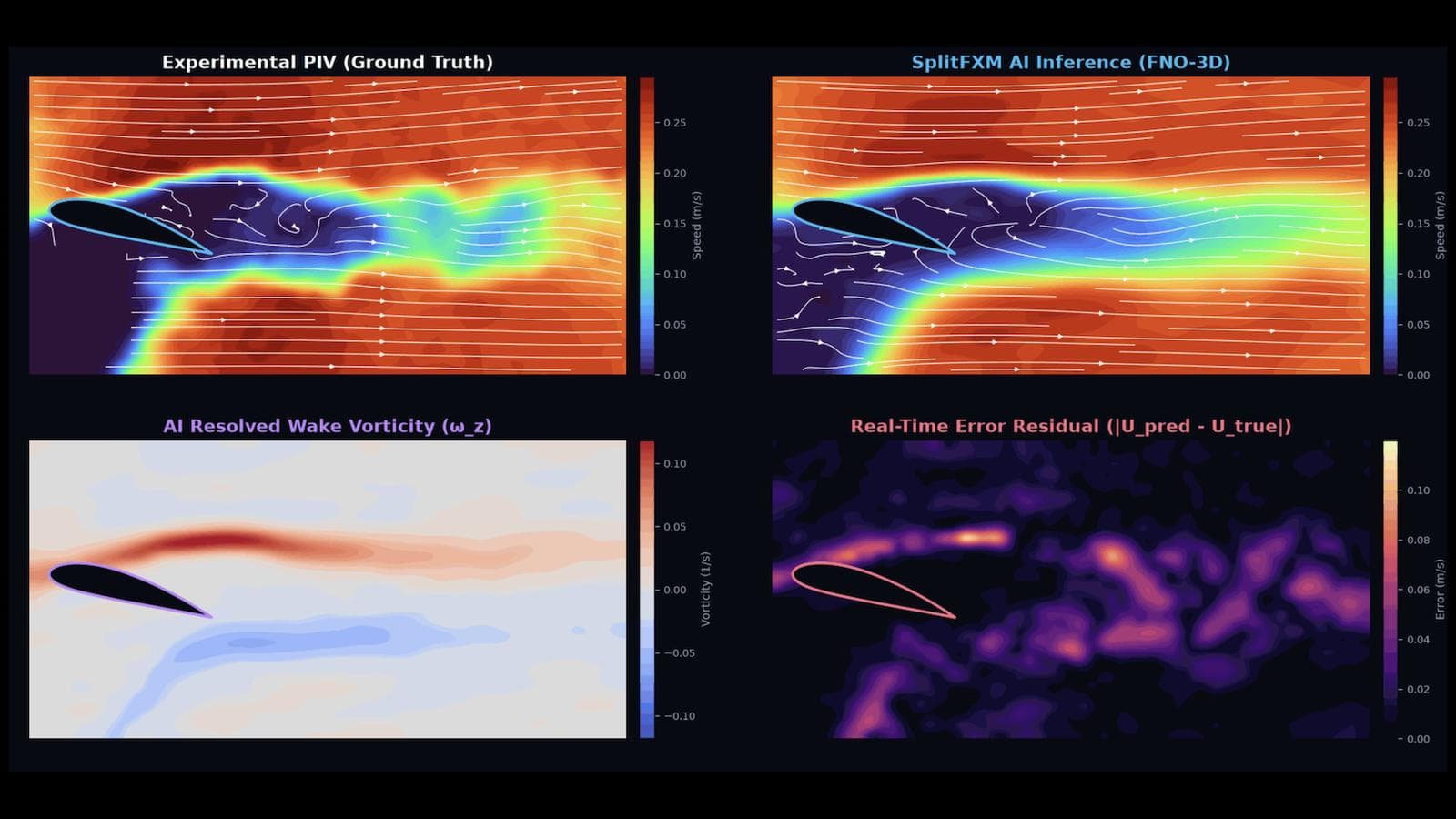 SplitFXM AI Inference using FNO-3D with wake vorticity and real-time error residual